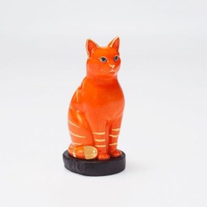 Mèo Đại Cát - Trang trí vàng - Màu  Cam - Gốm sứ Minh Long I - Mã sản phẩm 312392CAV 23.9 cm