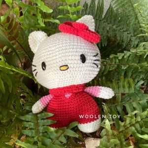 Mèo Hello Kitty Nhật Bản - Thú bông bằng len handmade, Thú len nhồi bông Amigurumi - WOOLEM TOY